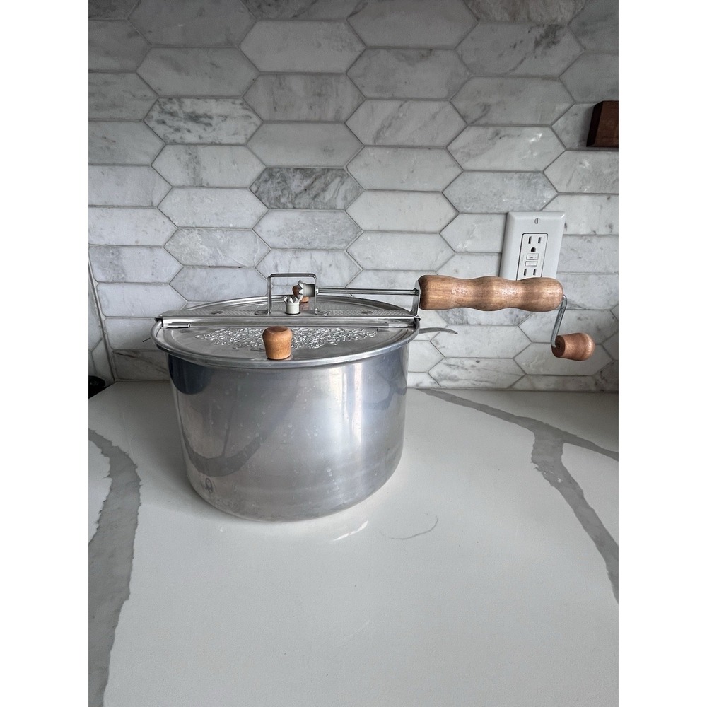 High Temperature Theater II‎ Popcorn Popper Aluminum Stovetop Pot Hand Crank